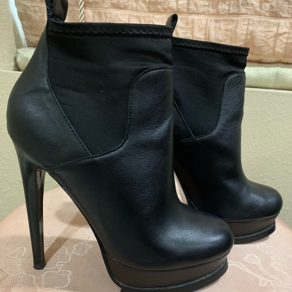 Black Leather Platform Booties